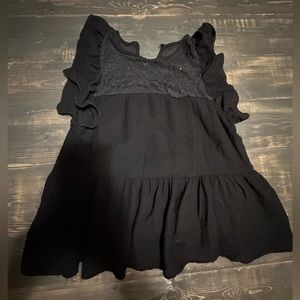 Black ruffle/ lace tank top